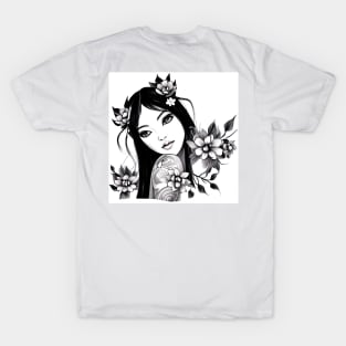 Beautiful Asian Girl Tattoo Art T-Shirt